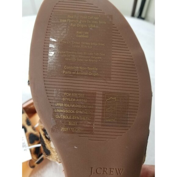 J CREW Women's Size 7 M calf hair slide sandals Animal Print - Picture 7 of 7